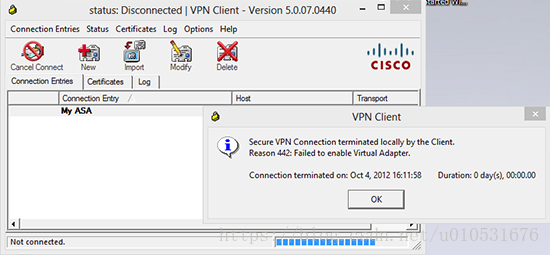 Ошибка 442 cisco vpn windows 10