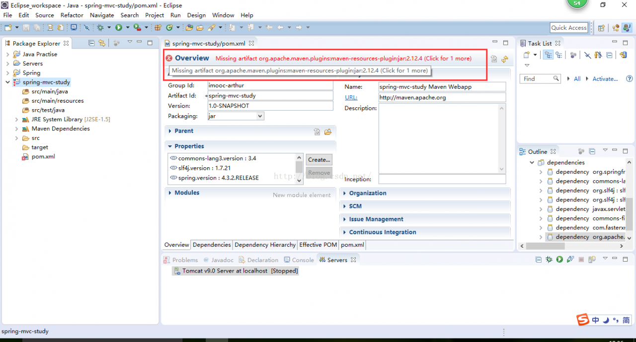 About maven Pom.xml Personal solutions to reporting errors