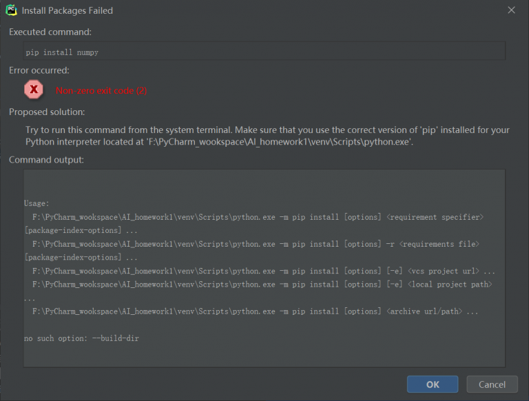 an-error-is-reported-when-installing-the-package-directly-in-pycharm