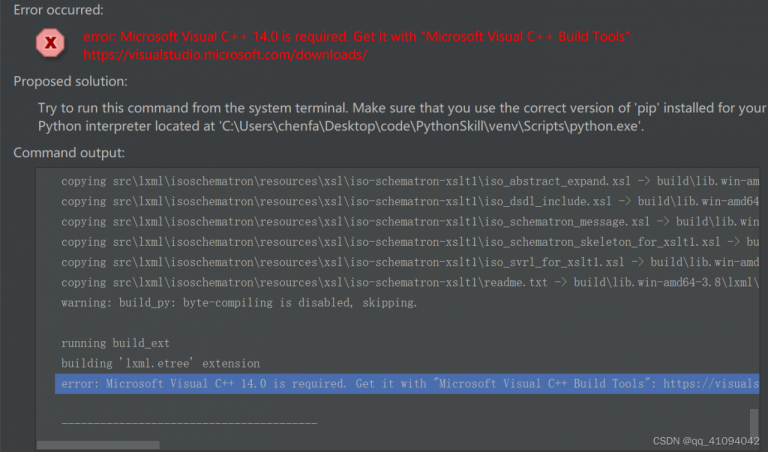 [Solved] error: Microsoft Visual C++ 14.0 is required. Get it with ...