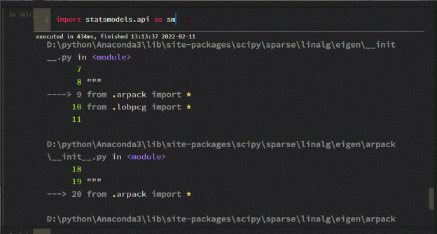 import statsmodels.api as sm Error: ImportError: DLL load failed while ...